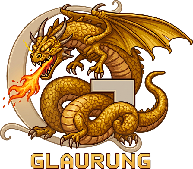 The Glaurung mark: a gold dragon coiled into the letter G, breathing fire.